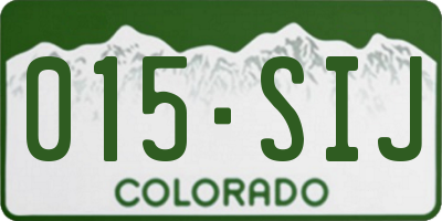 CO license plate 015SIJ