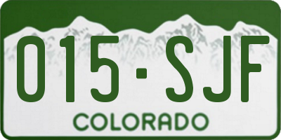 CO license plate 015SJF