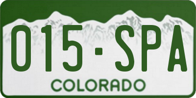 CO license plate 015SPA