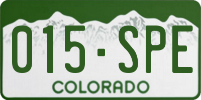 CO license plate 015SPE
