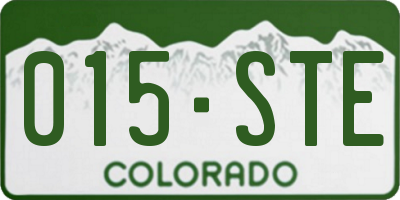 CO license plate 015STE