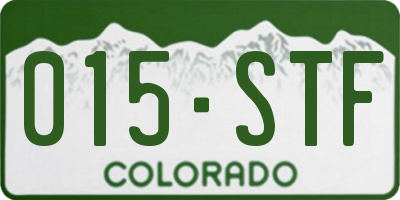 CO license plate 015STF