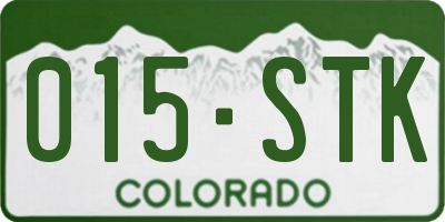 CO license plate 015STK