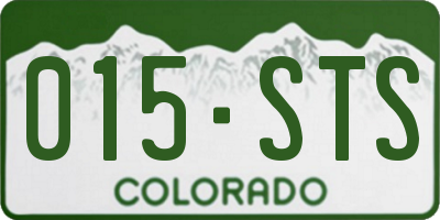 CO license plate 015STS