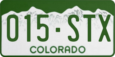 CO license plate 015STX