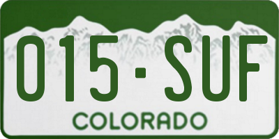 CO license plate 015SUF