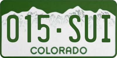 CO license plate 015SUI