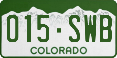 CO license plate 015SWB