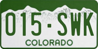 CO license plate 015SWK