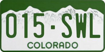 CO license plate 015SWL