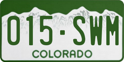 CO license plate 015SWM