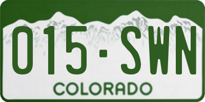 CO license plate 015SWN