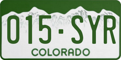 CO license plate 015SYR