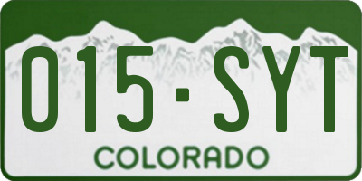 CO license plate 015SYT