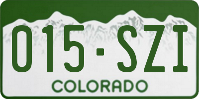 CO license plate 015SZI