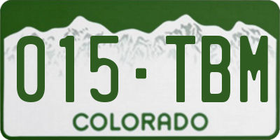 CO license plate 015TBM