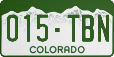 CO license plate 015TBN