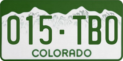 CO license plate 015TBO