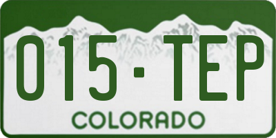 CO license plate 015TEP