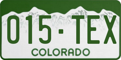 CO license plate 015TEX
