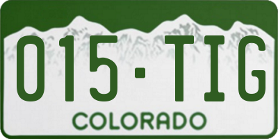 CO license plate 015TIG
