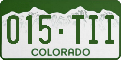 CO license plate 015TII