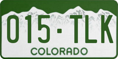 CO license plate 015TLK