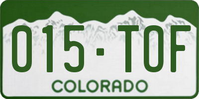 CO license plate 015TOF