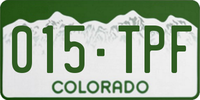 CO license plate 015TPF