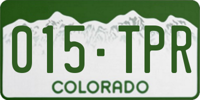 CO license plate 015TPR