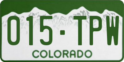 CO license plate 015TPW
