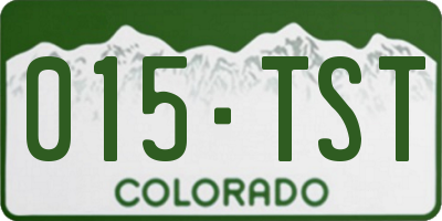 CO license plate 015TST