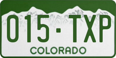 CO license plate 015TXP