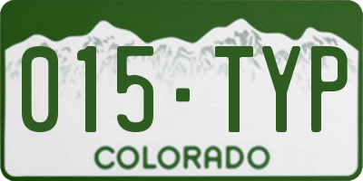 CO license plate 015TYP