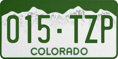 CO license plate 015TZP