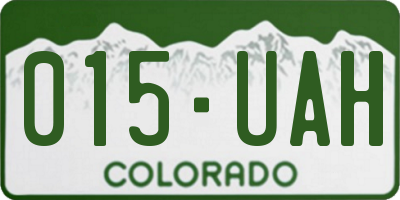 CO license plate 015UAH