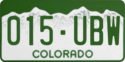 CO license plate 015UBW