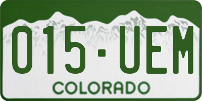 CO license plate 015UEM
