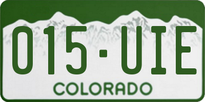 CO license plate 015UIE