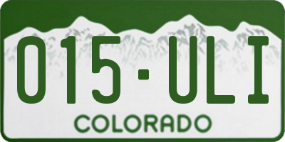 CO license plate 015ULI