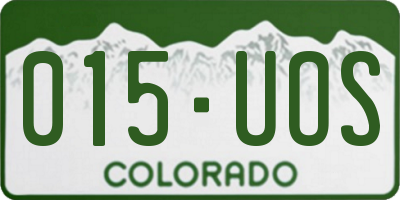 CO license plate 015UOS
