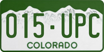 CO license plate 015UPC