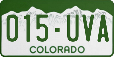 CO license plate 015UVA