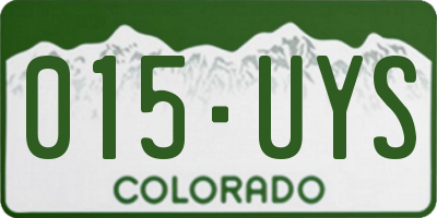 CO license plate 015UYS