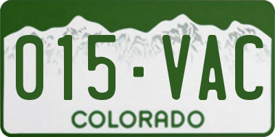 CO license plate 015VAC