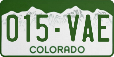 CO license plate 015VAE