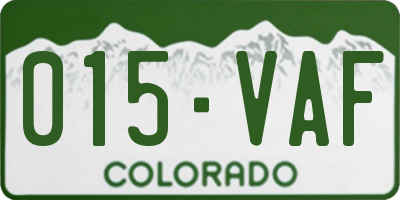 CO license plate 015VAF