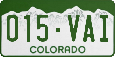 CO license plate 015VAI
