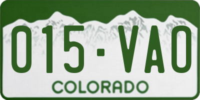 CO license plate 015VAO