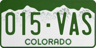 CO license plate 015VAS